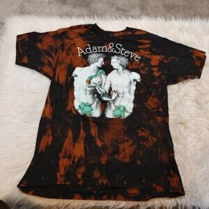 Black Matter Size Large Hand Bleach Dyed Adam & Steve Short Sleeve T Shirt L